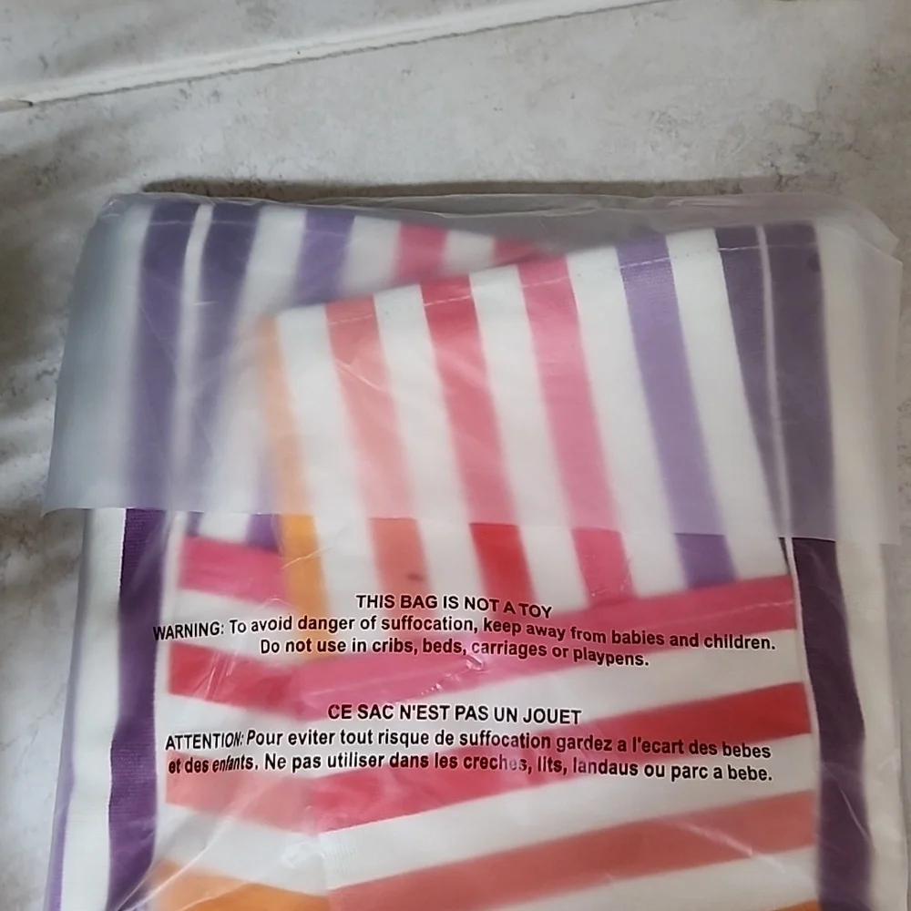 💜💕 VICTORIA'S SECRET STRIPED TOTE BAG 💕💜